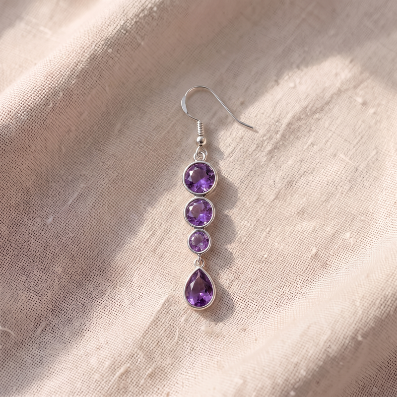 Sidabrinės pakabos auskarai su žiedais
