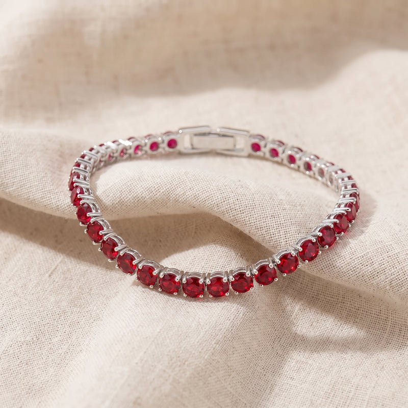 Teniso apyrankė su rubinu | Baltas auksas