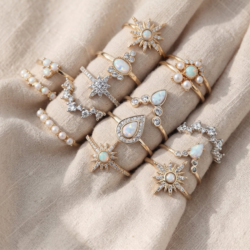 Boho žiedų rinkinys – 8 iki 12 mišrių žiedų